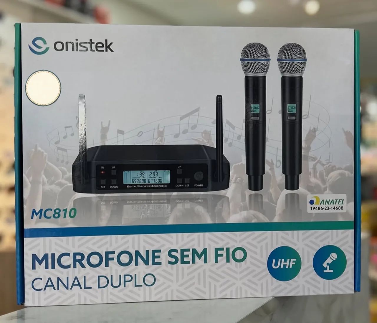 Microfone Sem Fio Canal Duplo Onistek MC810