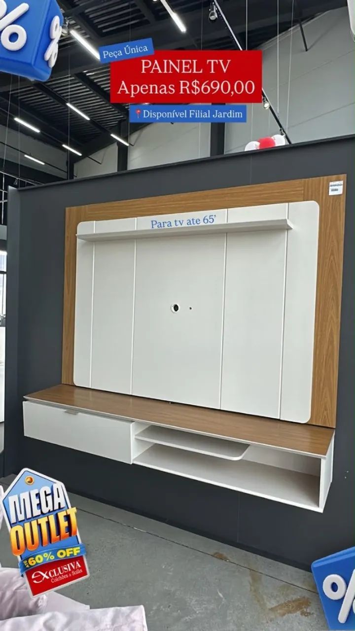 PAINEL DE TV PEÇA DE SHOWROOM COM 60% OFF - Foto 2