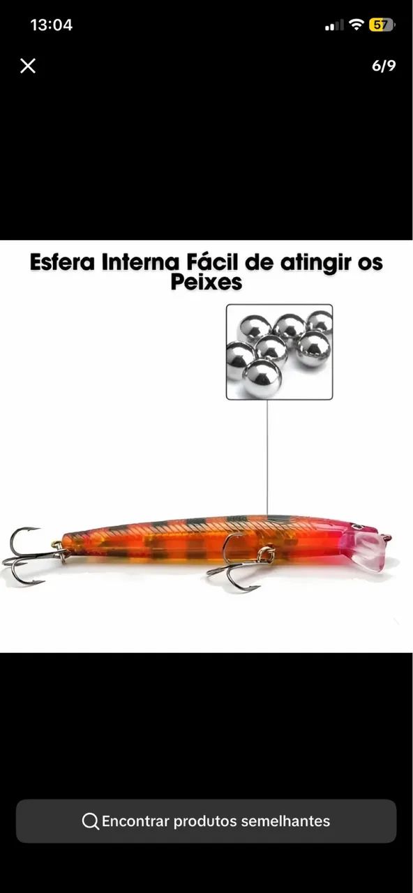 Kit 10/5 Iscas Artificial Meia água Premium Pesca Truta Peixe Realista Anzol Duplo 10cm 9g - Foto 6