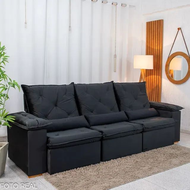 !!! ENTREGA GRATIS !!! Sofá Retrátil Reclinável City 2.70m Veludo - Foto 3
