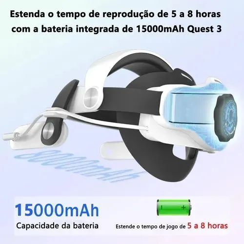 para oculus quest 3/3s faixa de cabeça com baterias de 15000