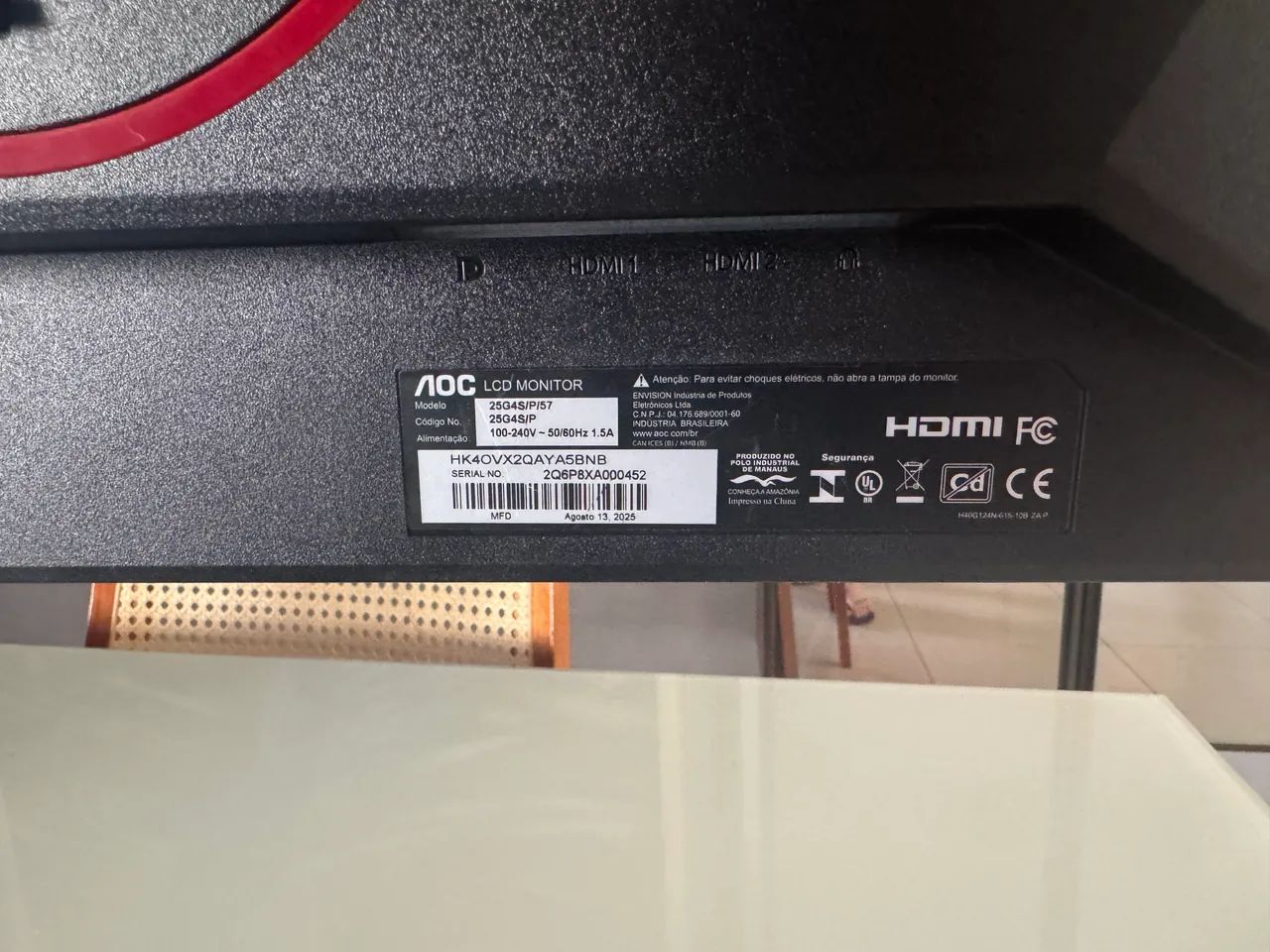 AOC MONITOR GAMER 310hz 0.3ms 25 Polegadas *usado* - Foto 2