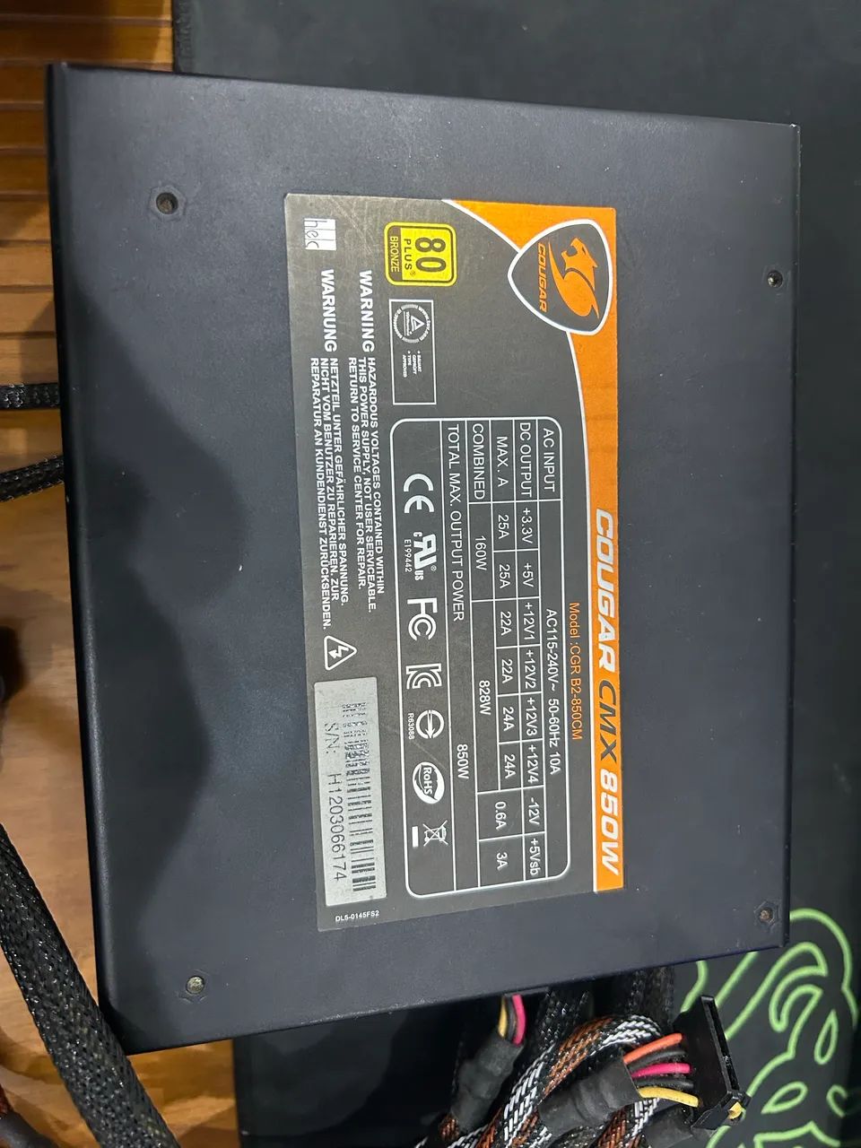  Fonte Cougar 850W 80 Plus Bronze Semi-Modular (com defeito) - Foto 4