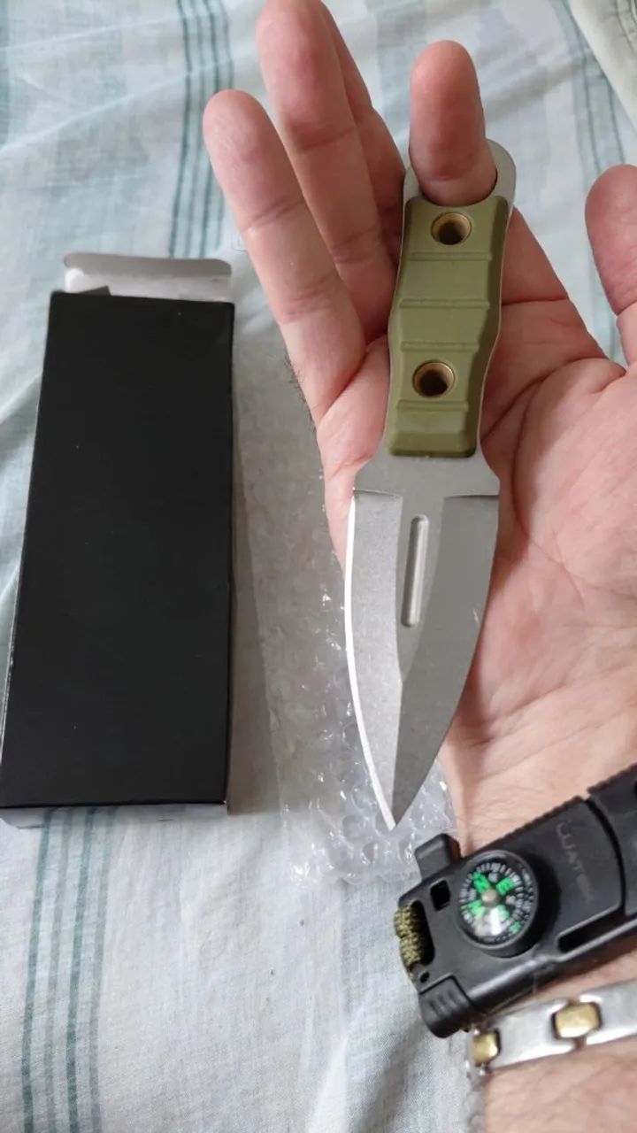 (Nova)Mini Faca Russa Fulltang defesa, Bainha, Cor Verde-escuro - Foto 5