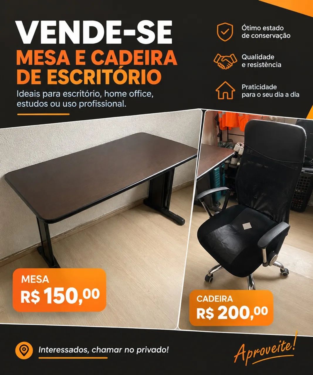 Mesa e cadeira de escritório 