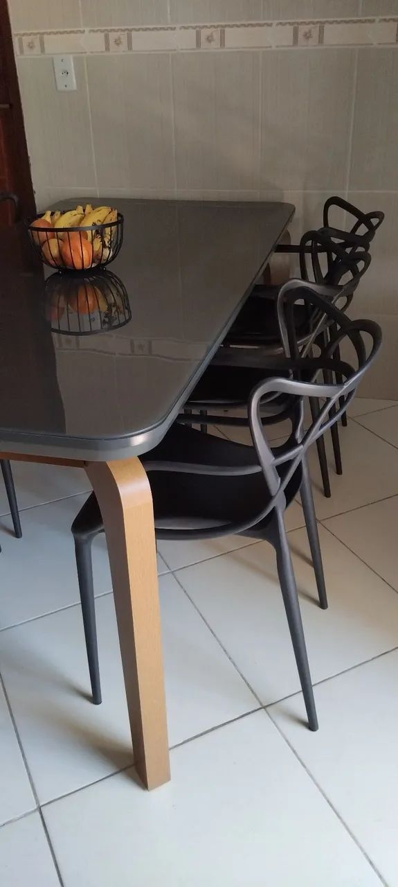 Mesa em MDF e Vidro  + 6 Cadeiras Allegra Top Chairs - Foto 4