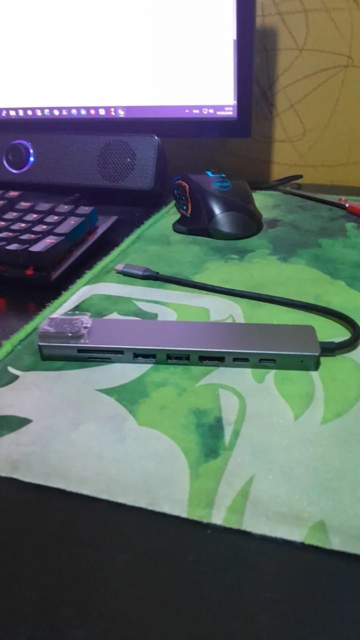 "HUB TYPE-C 8 EM 1 EM ALUMÍNIO - 4K UHD, HDMI, USB 3.0, SD/TF, RJ45 - NOVO! - Foto 4