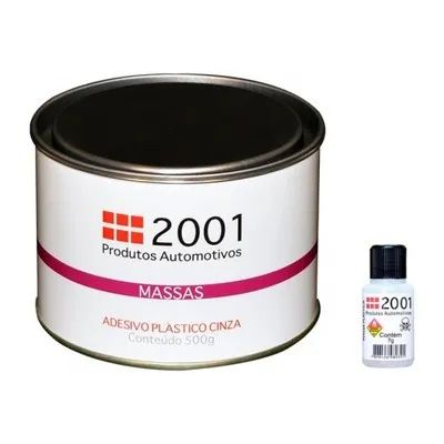 Adesivo Massa Plástica Cinza C/ Catalisador 2001 500 Gr 