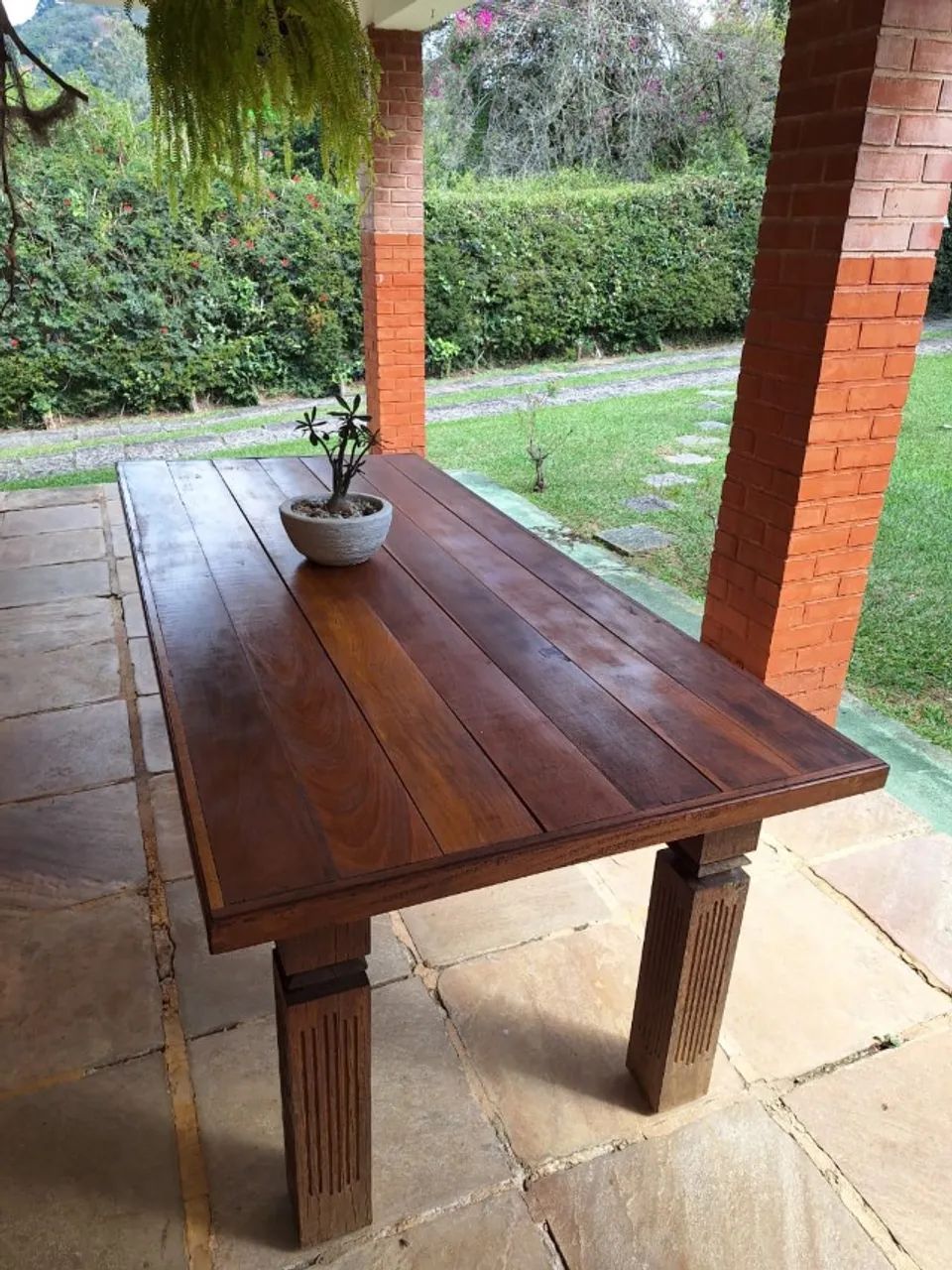 MESA ESTILO COLONIAL EM MADEIRA MAÇIÇA - Foto 4