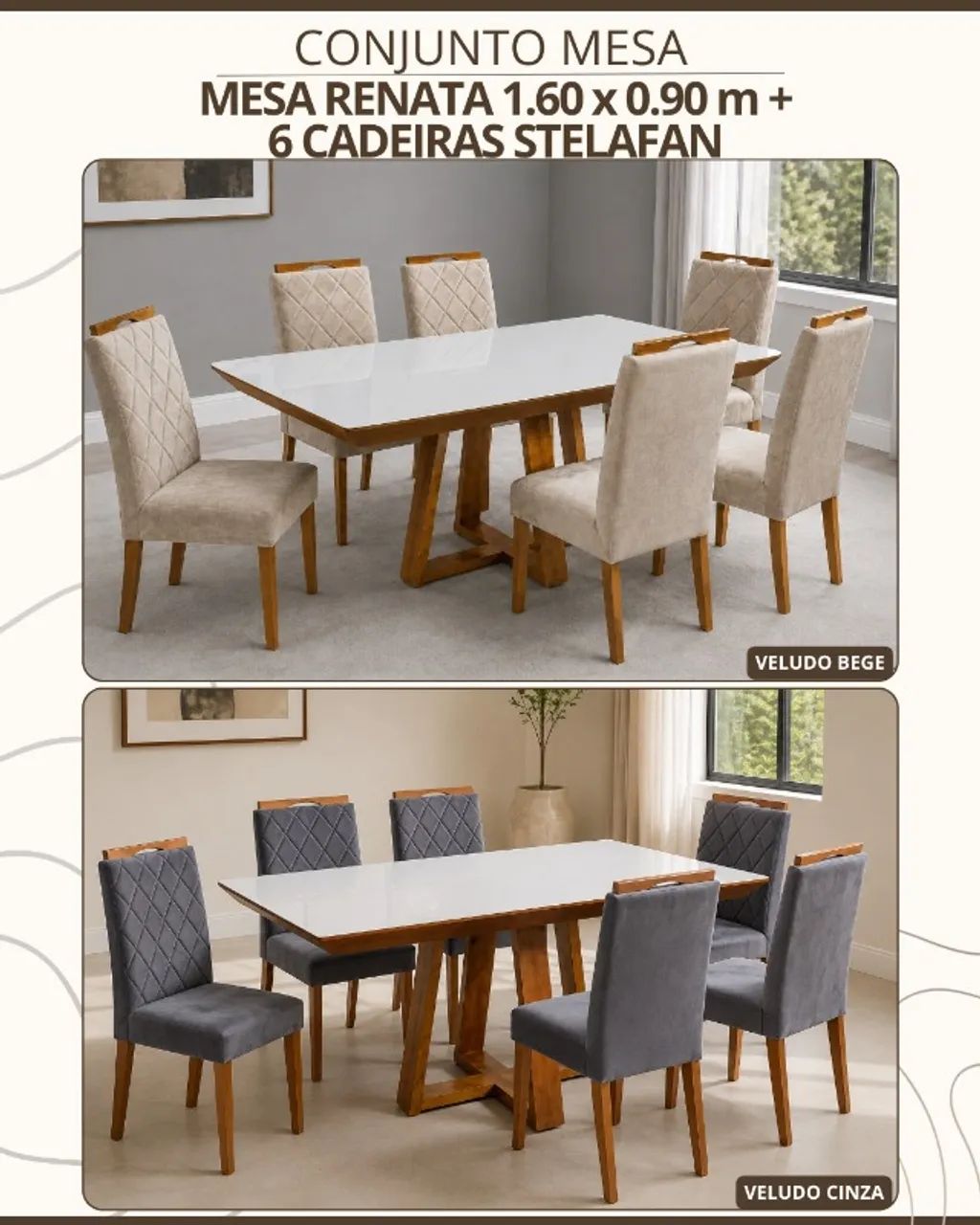 Mesa de Jantar com 06 cadeiras 1.60cm