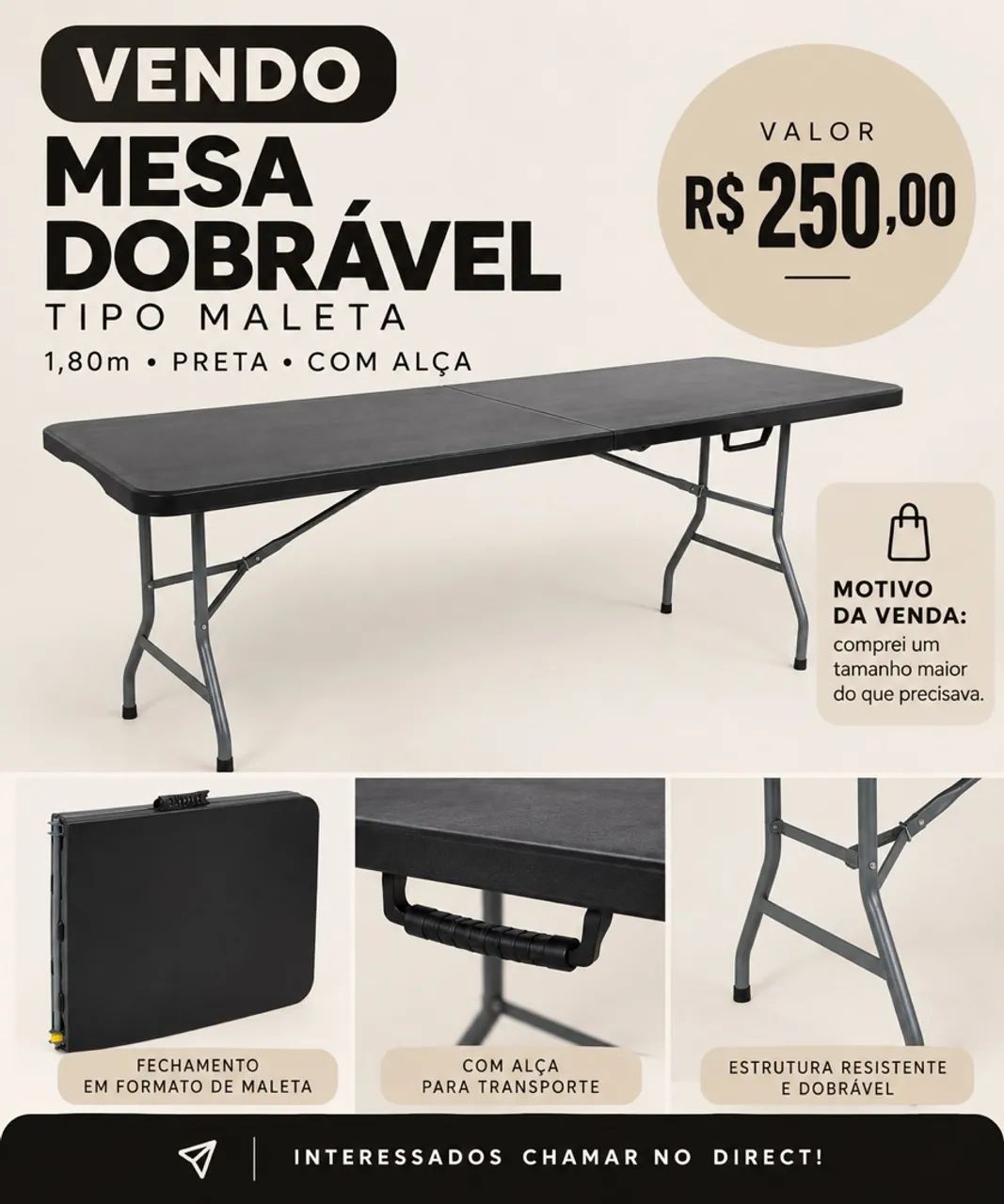 MESA MALETA DOBRÁVEL COM ALÇA 