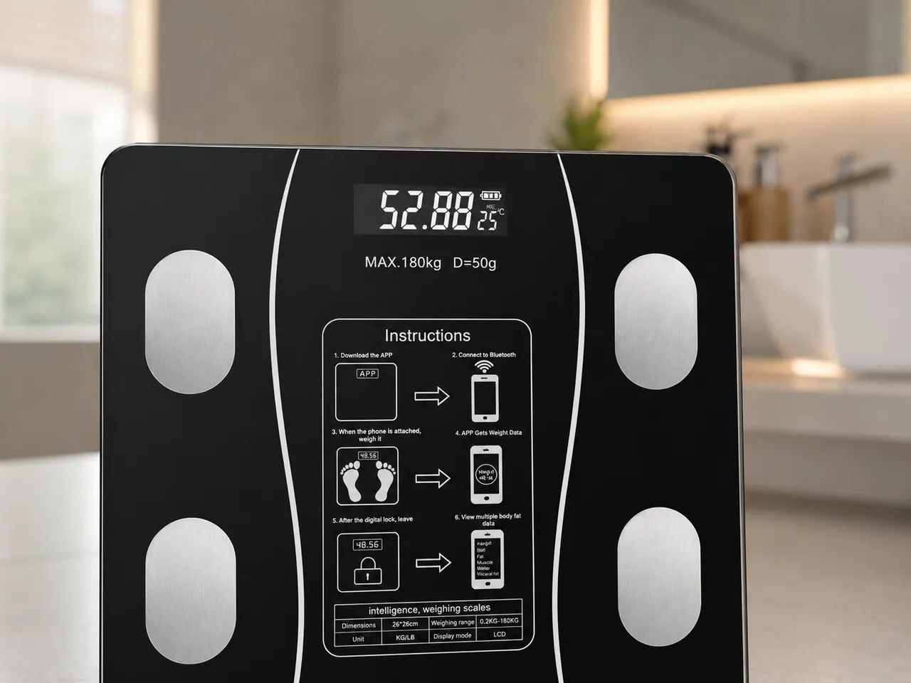 Balança Digital Inteligente Bluetooth até 180kg - Foto 5