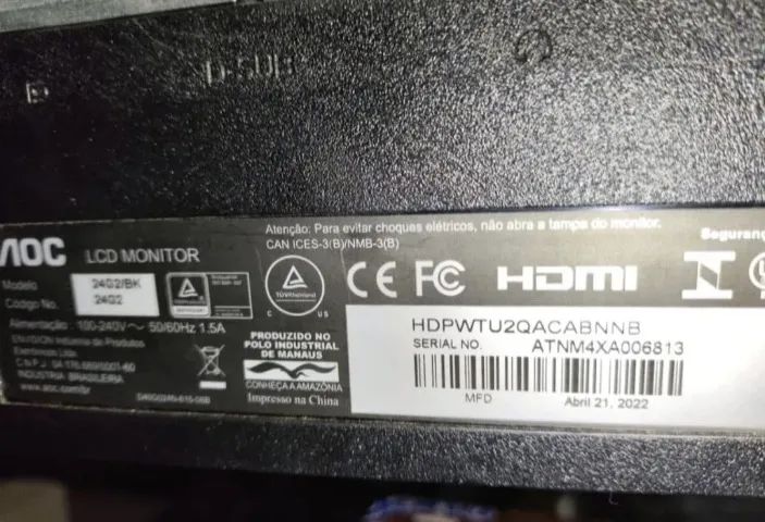  Monitor AOC 24 polegadas tela trincada   Monitor AOC 24 POLEGADAS  modelo 24g2 - Foto 2