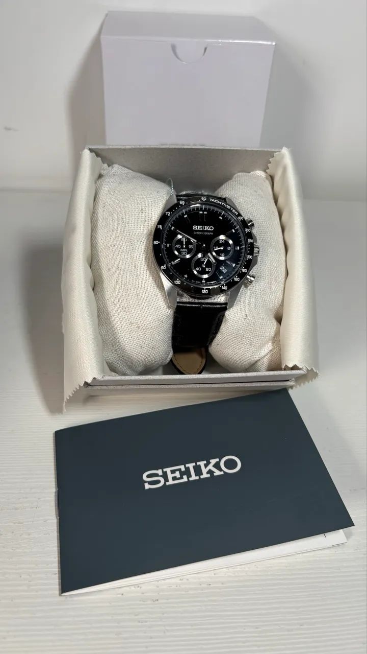 relógio seiko chronograph preto sbtr021 - Foto 4