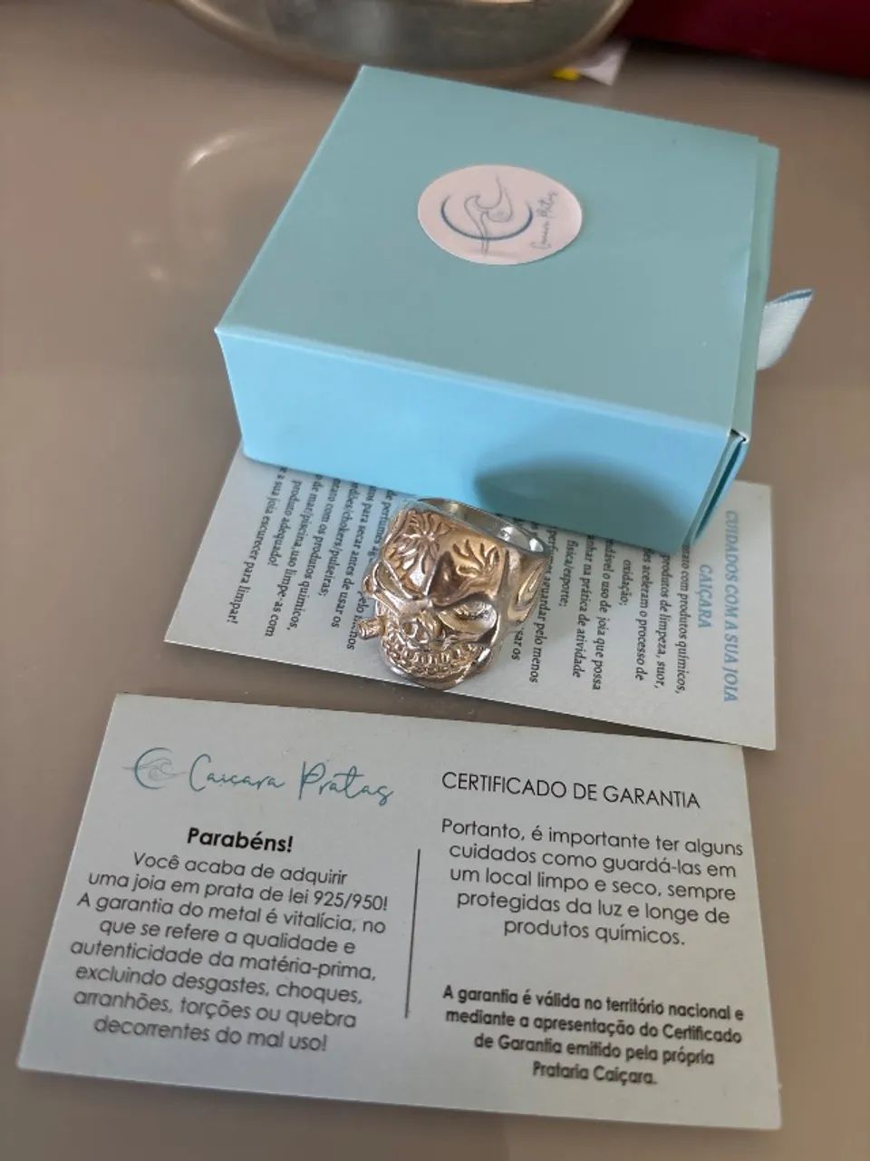 Anel Caveira Mexicana Prata 925 - Foto 5