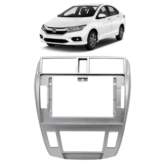 Moldura Multimídia Honda City 2008 a 2013 Ar Digital Prata 10 Polegadas - Foto 4