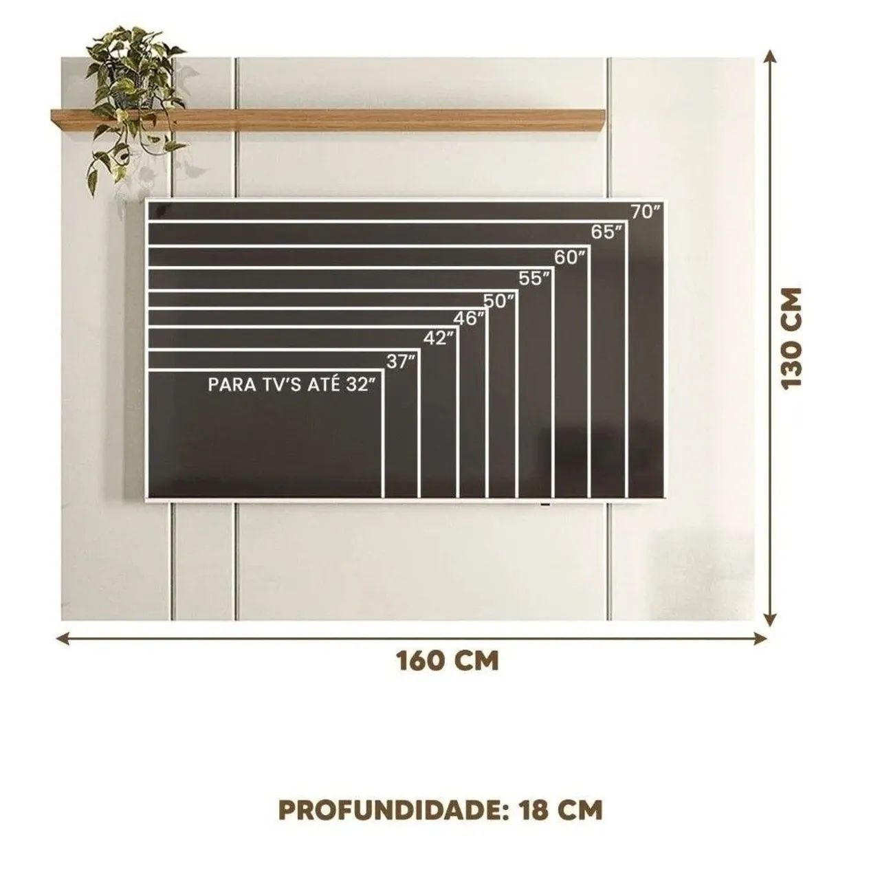Painel Kiev Para TV até 70 Polegadas - Off White Perolizado/Freijó - Lukaliam - Foto 5