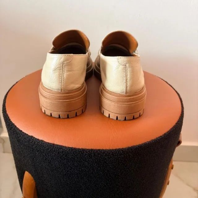 mocassin de couro bege - Foto 3