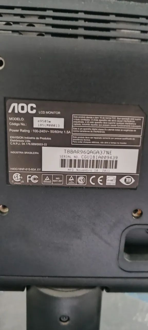 Monitor AOC 19 polegadas com defeito no led  - Foto 2