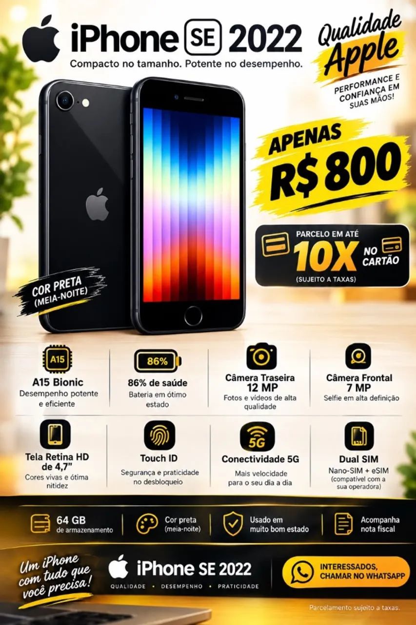 IPHONE MEIA NOITE SE 2022 64GB