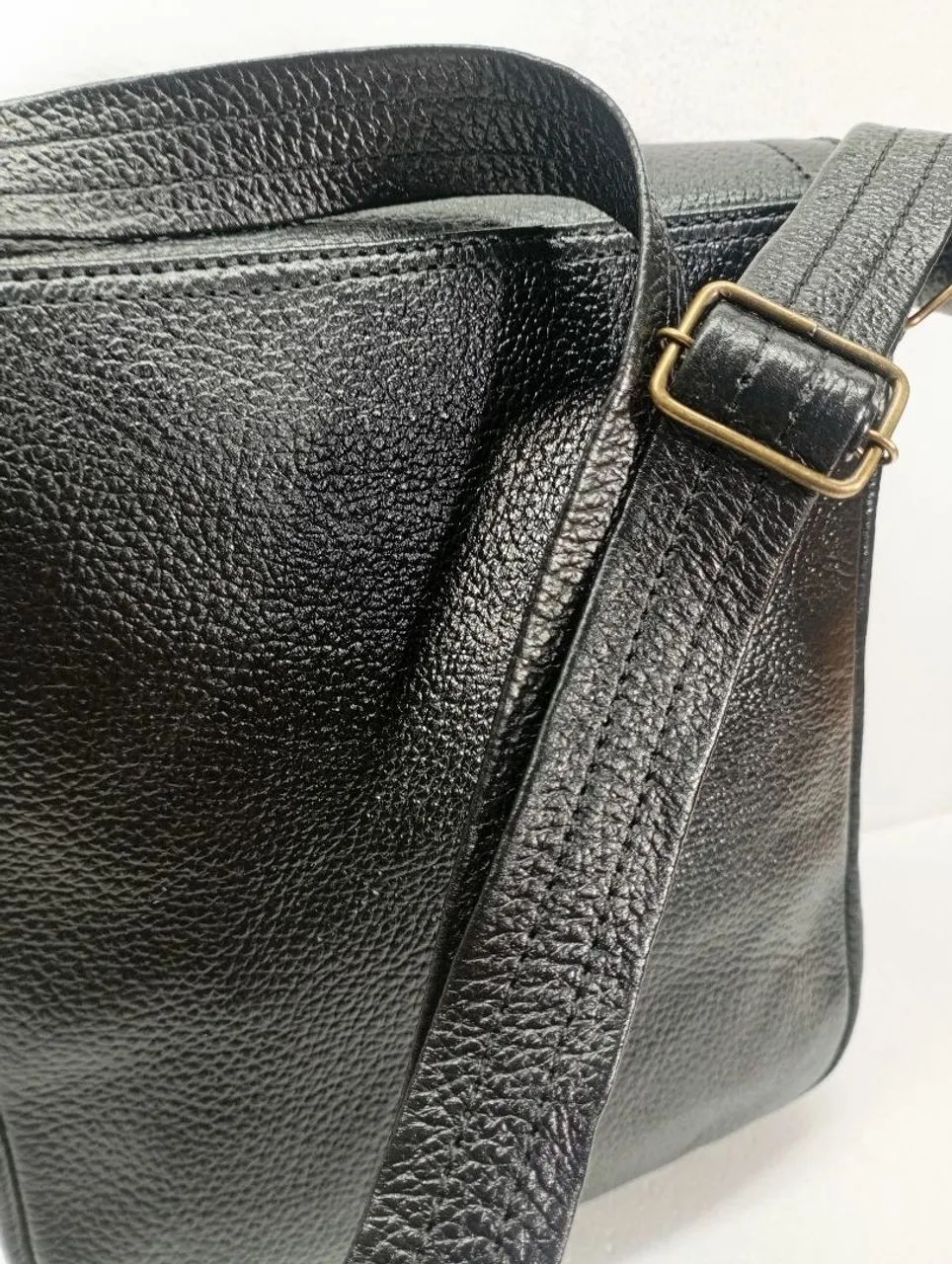 Bolsa Couro Legítimo Nova masculino  - Foto 4