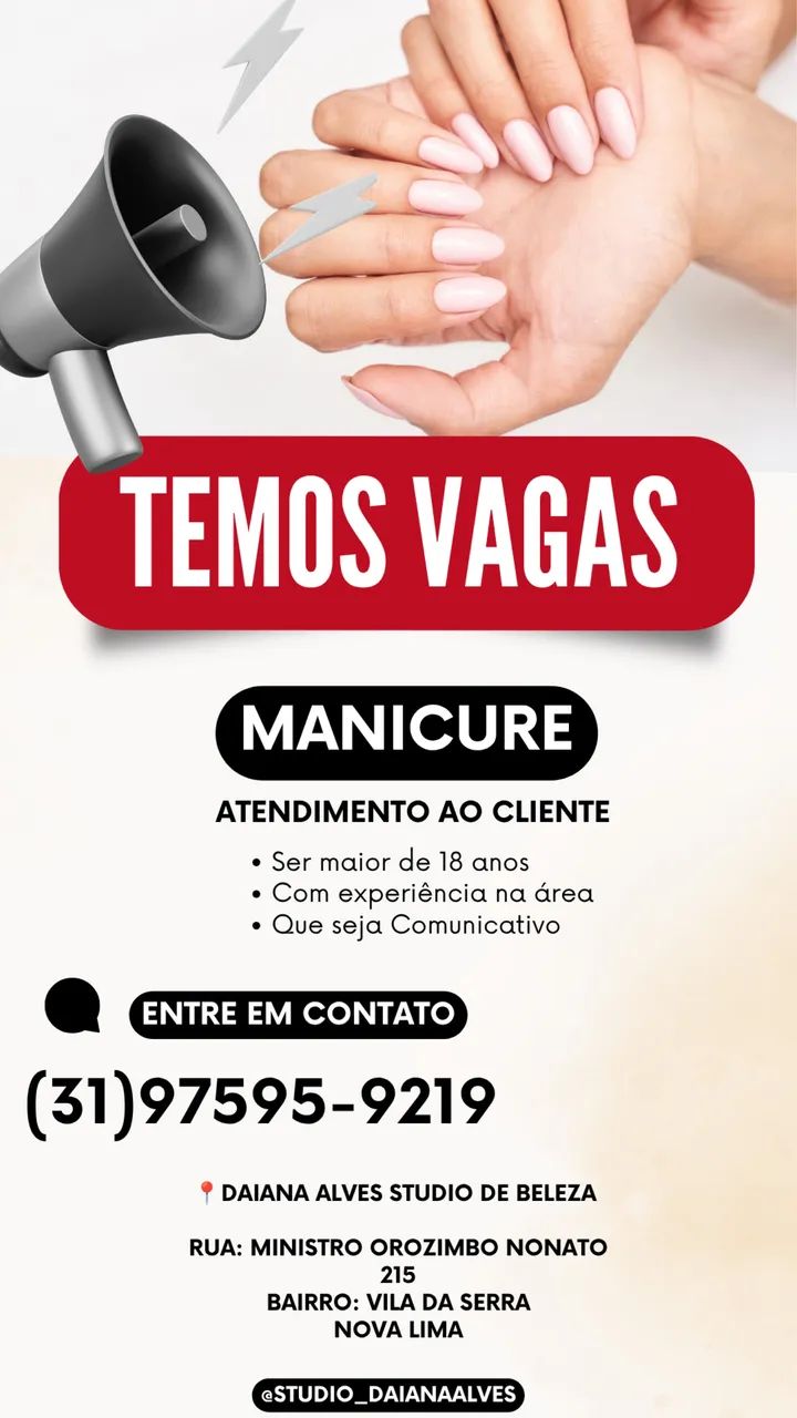 Vaga para manicure 