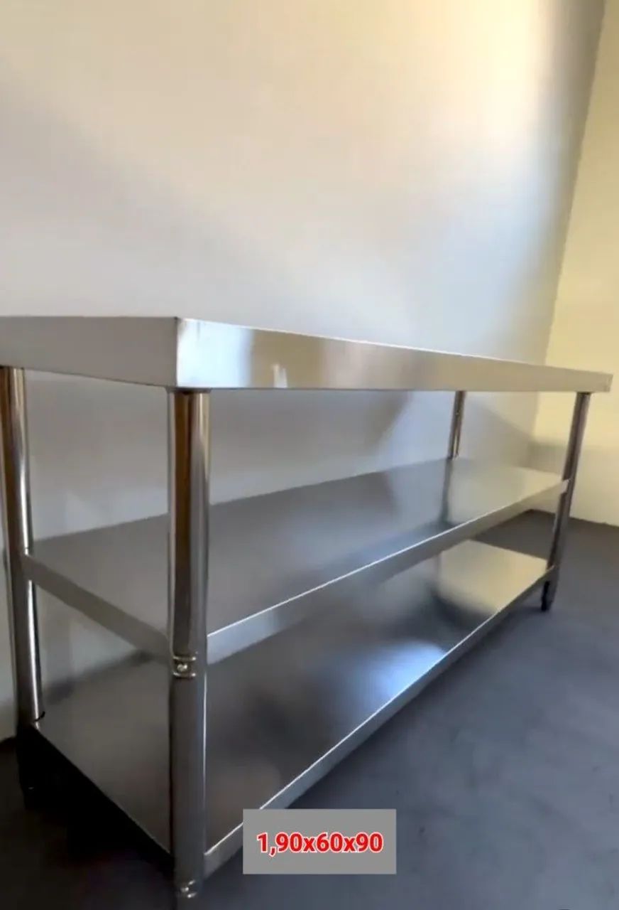 Mesa de inox 100% Grande Nova inox 304Resistente e Reforçada  - Foto 2