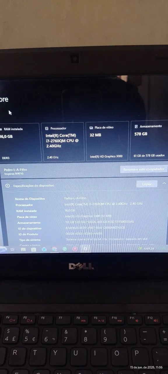Notebook Dell N4050 i7 - Foto 2