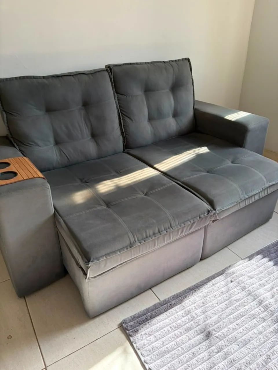 Sofá Retrátil e Reclinável 2 Lugares Cinza - Excelente Estado - Foto 3
