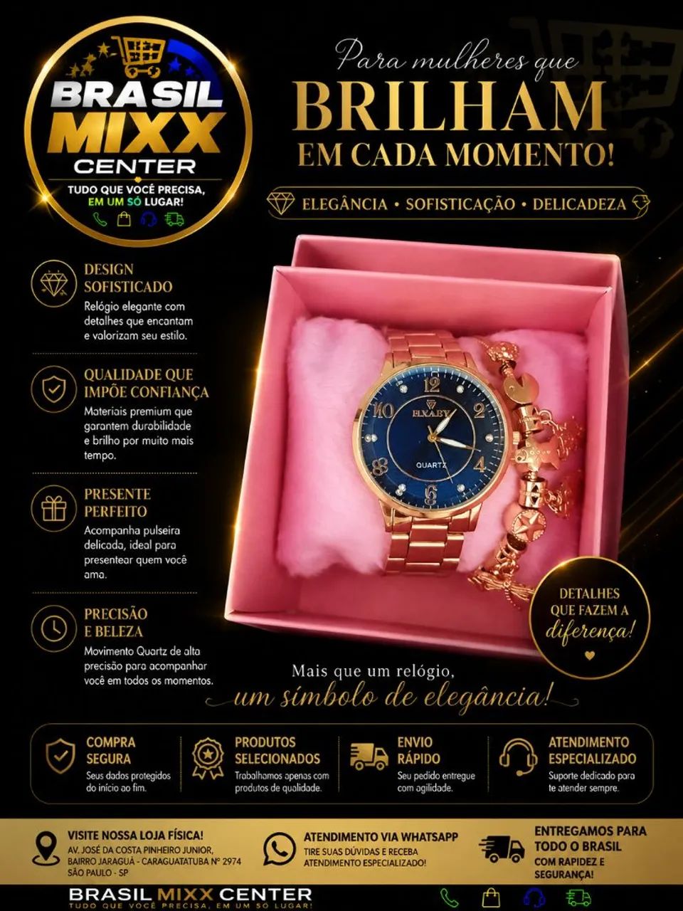Relógio e Pulseira Glamour 