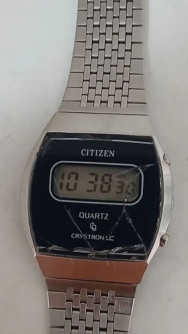 【廃盤 初期アナデジ 稼働品】CITIZEN CRYSTRON 70s Relógio antigo CITIZEN CRYSTRON LC DIGITAL LEGÍTIMO JAPAN ANOS 70