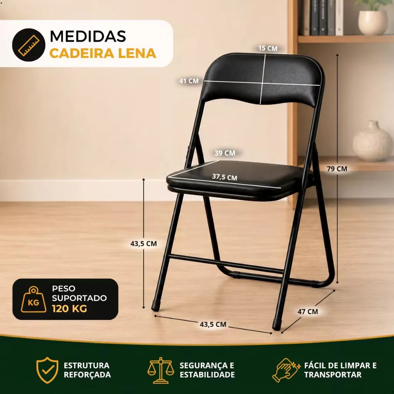 Cadeira dobravel almofadada - Foto 3