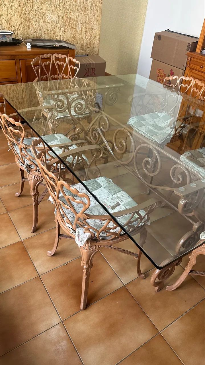 Mesa vidro  pé de ferro - Foto 2