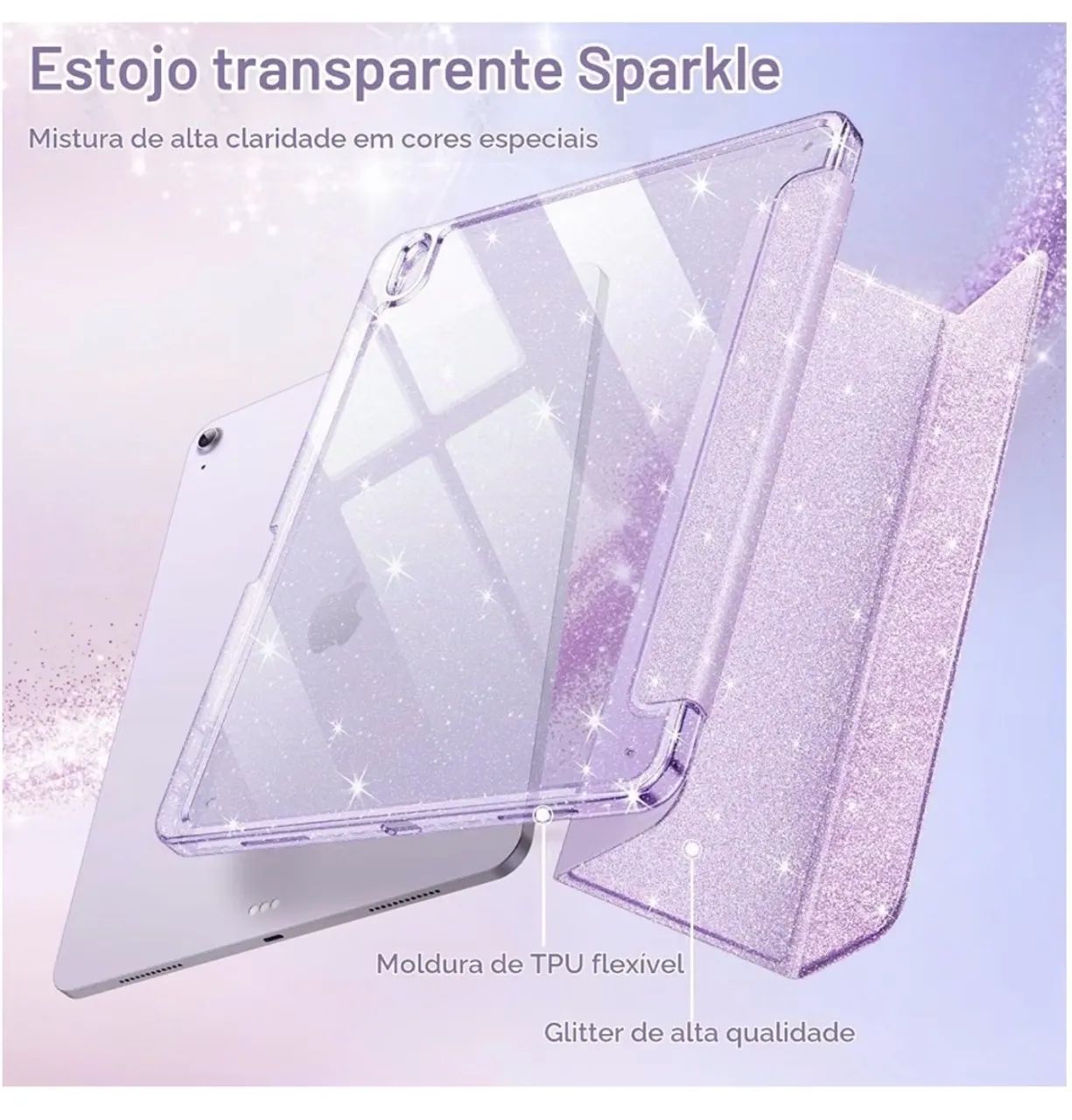 Capa para iPad roxa glitter  - Foto 2