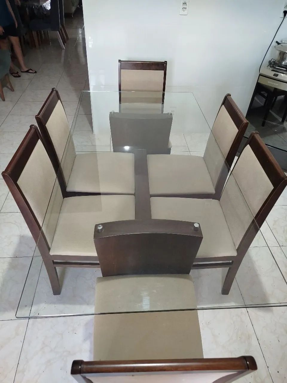 Mesa grande de vidro semi nova  - Foto 2