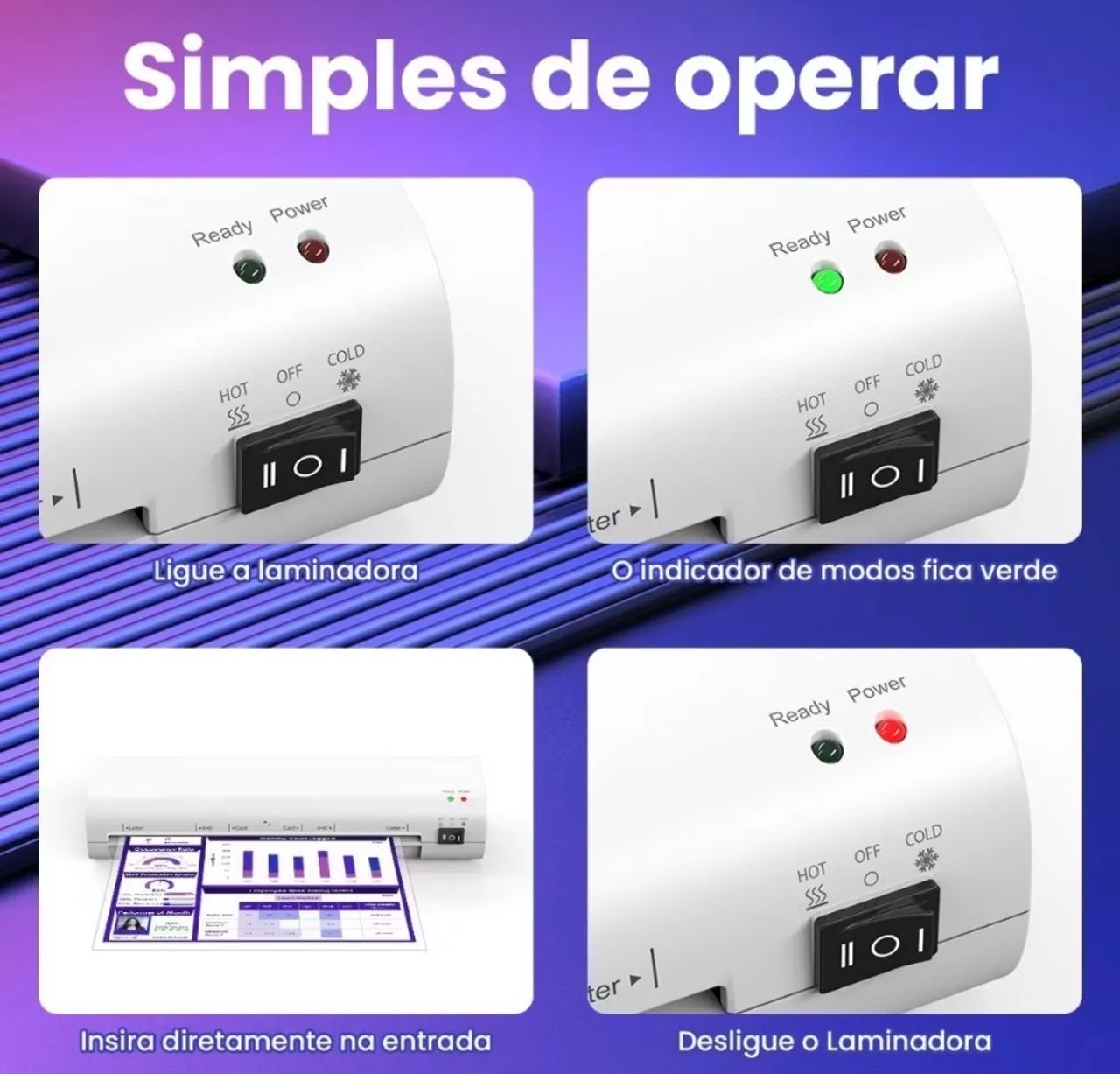 Plastificadora A4 Laminadora De 9 Polegadas 127V 