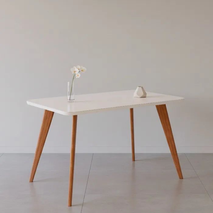Mesa Jantar 130 (C/Vidro) Madeira/Off White tt54