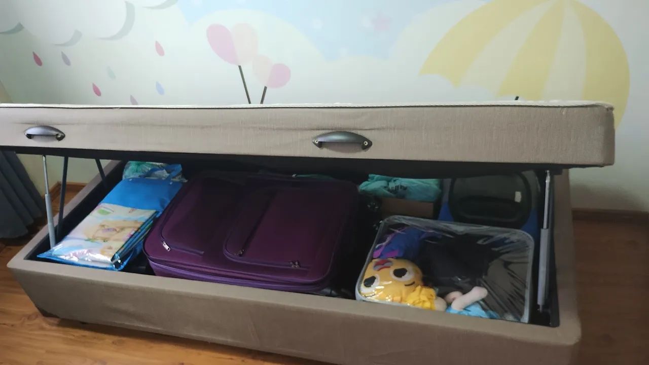 Cama box solteiro, com colchão conjugado e baú  - Foto 3