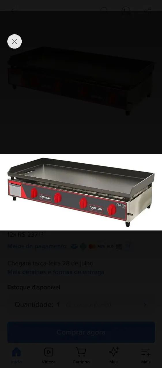 Chaleira de lanche profissional metal cubas 