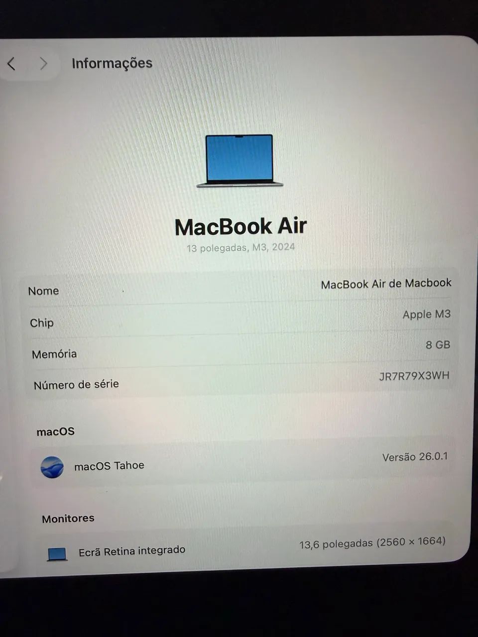 MacBook M3 com 256gb/8gb memória. Perfeito estado  - Foto 4