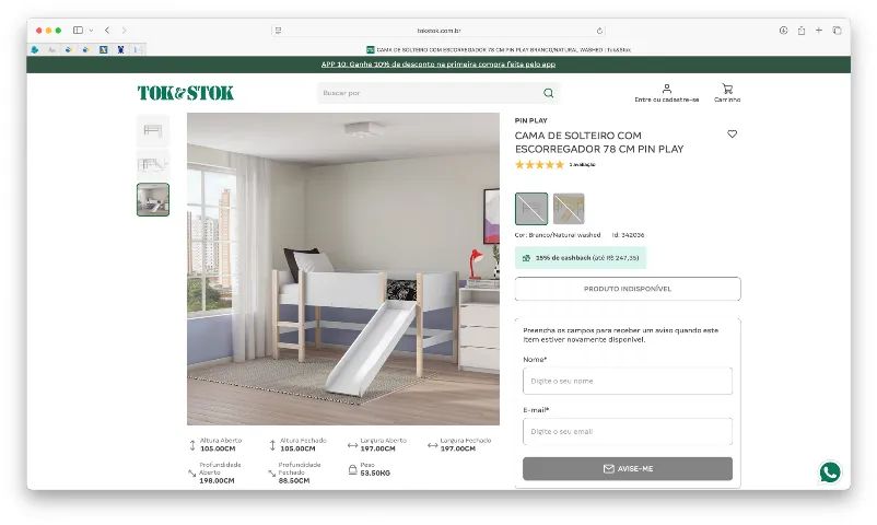 CAMA INFANTIL Tok&Stok Pin Play com escorregador e escada - ESTADO DE NOVA - Foto 3