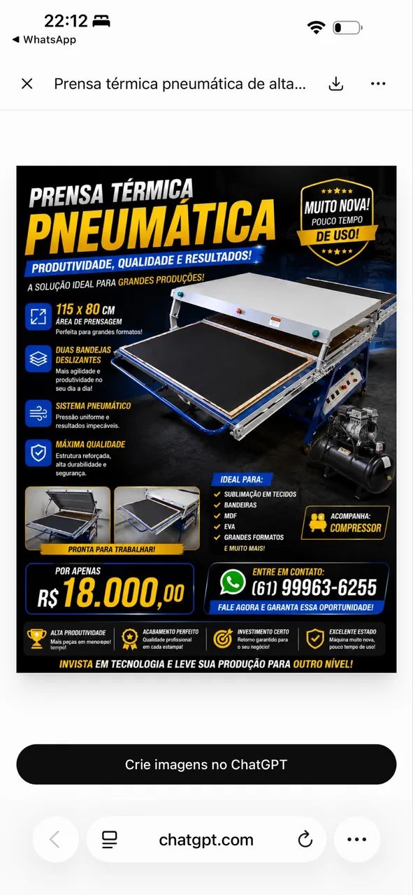 Prensa térmica pneumática 