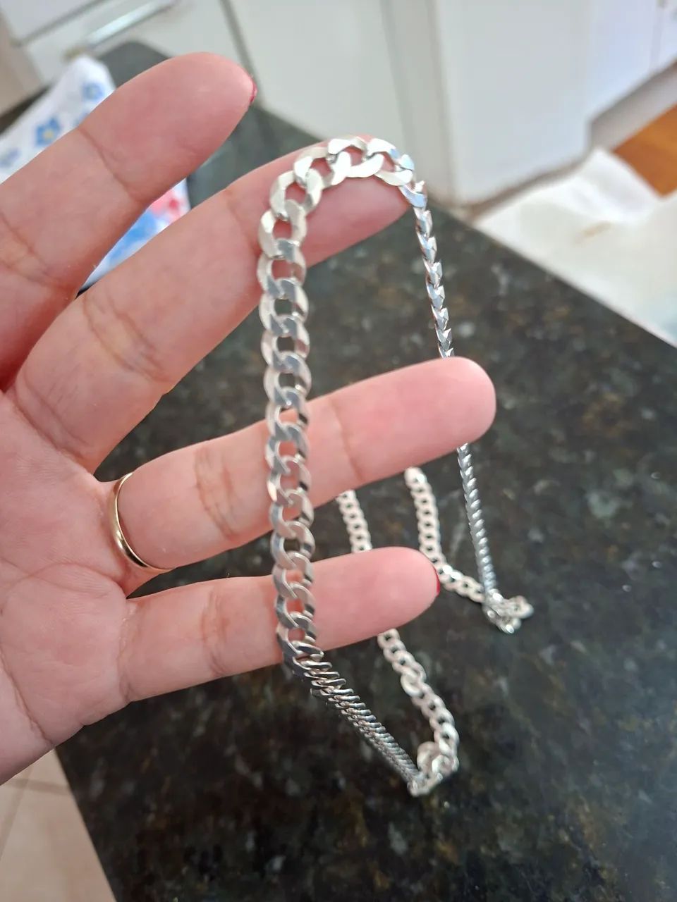 Corrente prata masculina  - Foto 3