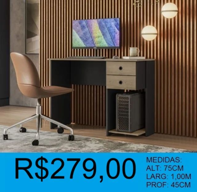 Escrivaninha com duas gavetas - entrega e montagem gratuita  - Foto 3