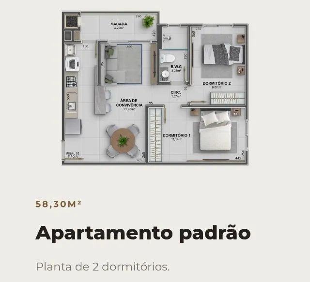 APARTAMENTO EM CONSTRUÇÃO AO LADO CAV - Foto 2