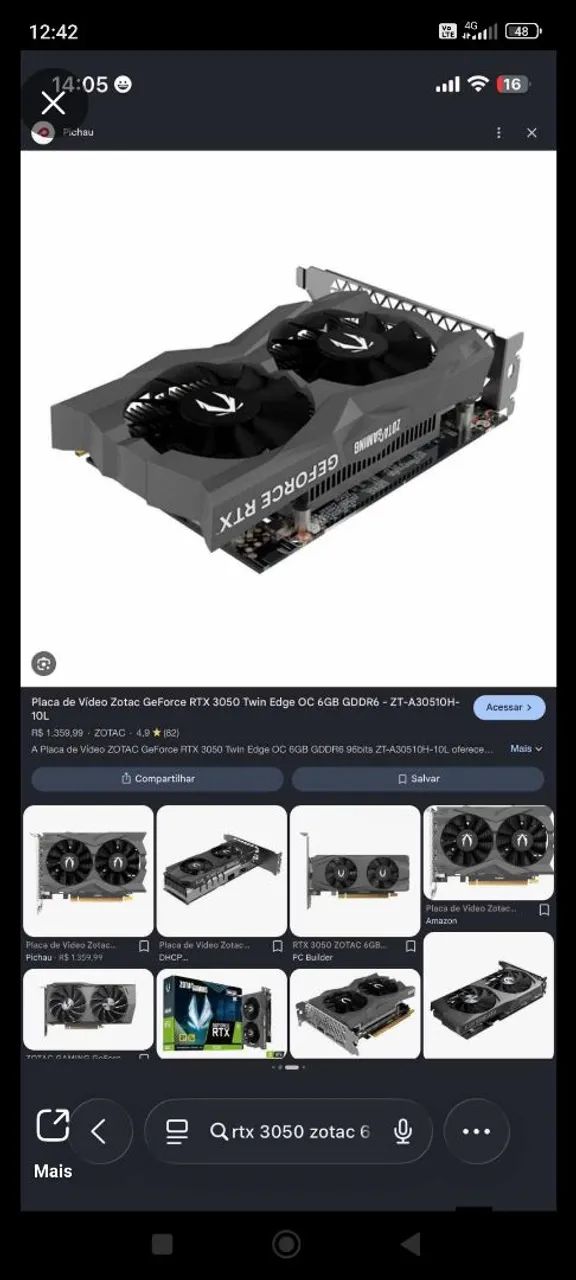 Placa de vídeo RTX 3050
