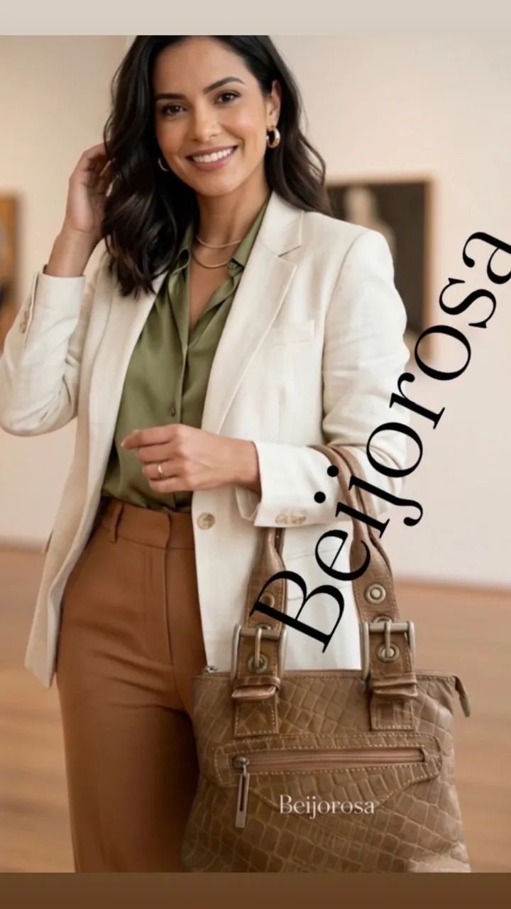 Bolsa de couro média de mão