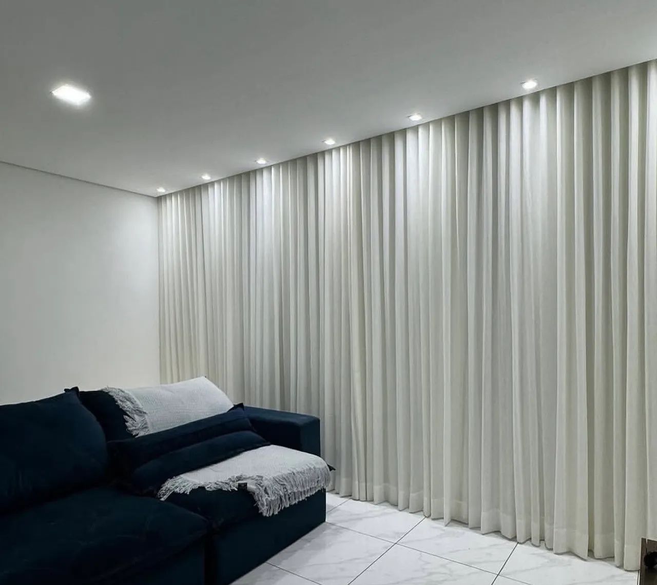 Cortina em linho master marfim com forro de microfibra e Blackout 