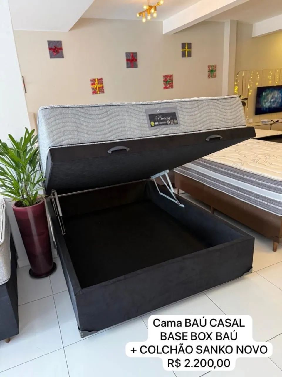 Cama baú com colchão Sanko novo 