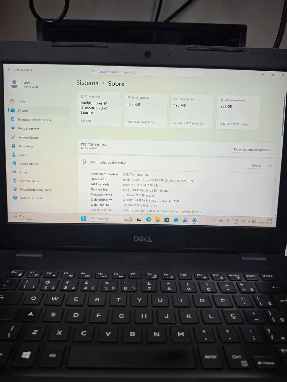 Notebook Dell latitude 3490
